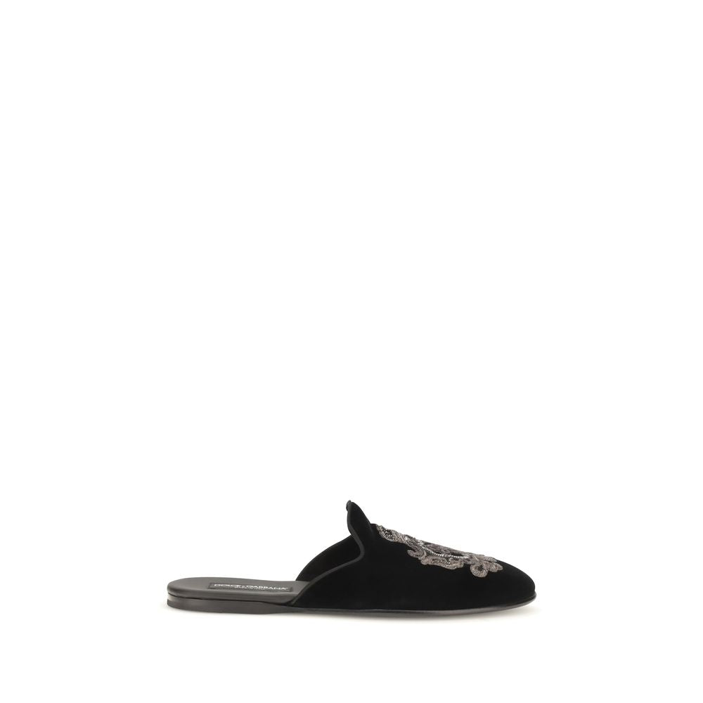 Dolce &amp; Gabbana Black Velvet Flats