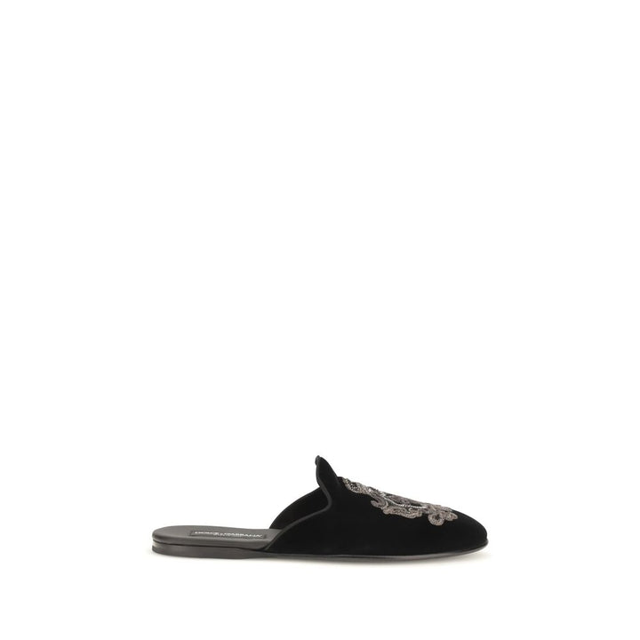 Dolce &amp; Gabbana Black Velvet Flats