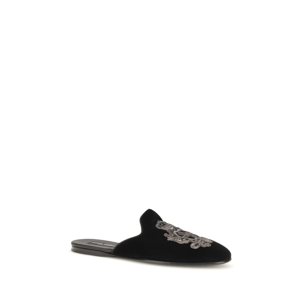 Dolce &amp; Gabbana Black Velvet Flats