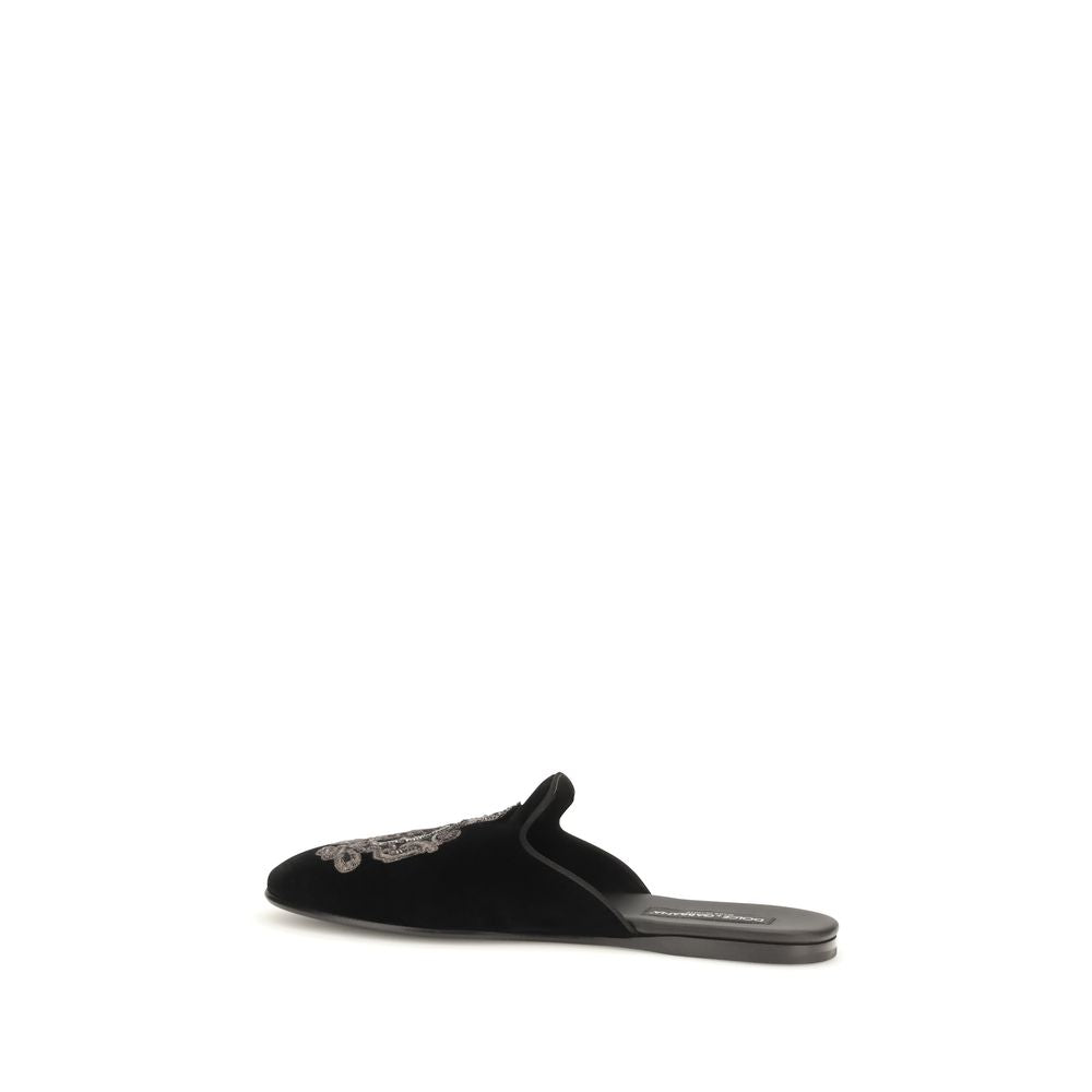 Dolce &amp; Gabbana Black Velvet Flats