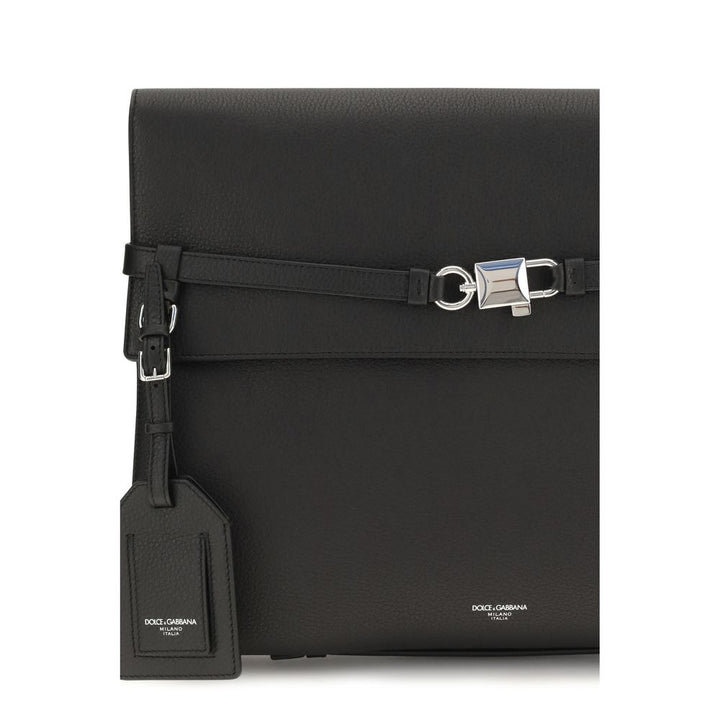 Dolce &amp; Gabbana Black Calf Leather Bos Taurus Shoulder Bag