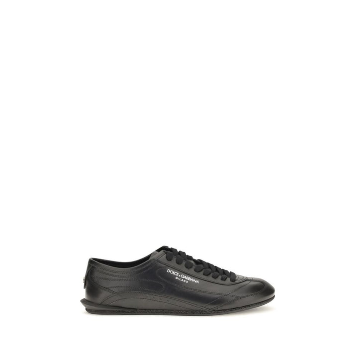 Dolce &amp; Gabbana Black Calf Leather Bos Taurus Low Top Sneakers