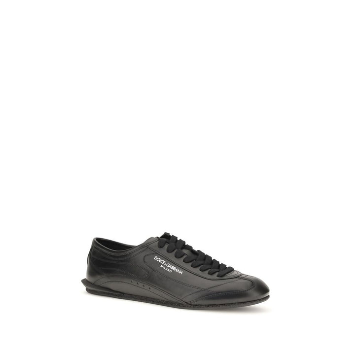 Dolce &amp; Gabbana Black Calf Leather Bos Taurus Low Top Sneakers