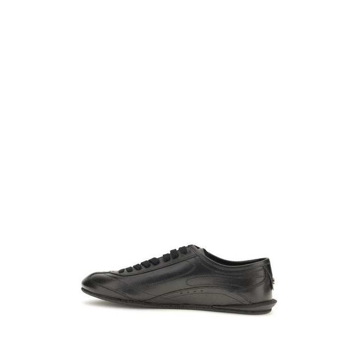 Dolce &amp; Gabbana Black Calf Leather Bos Taurus Low Top Sneakers