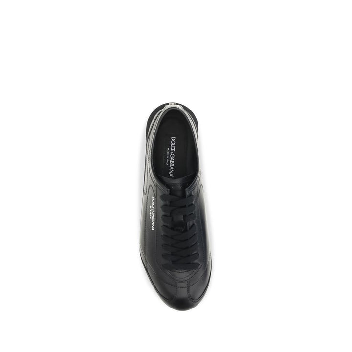 Dolce &amp; Gabbana Black Calf Leather Bos Taurus Low Top Sneakers