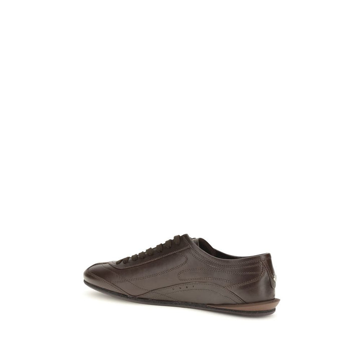 Dolce &amp; Gabbana Brown Calf Leather Bos Taurus Low Top Sneakers