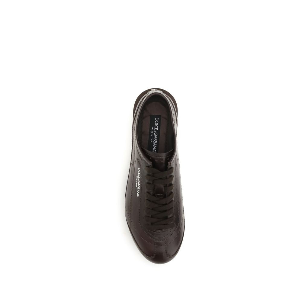 Dolce &amp; Gabbana Brown Calf Leather Bos Taurus Low Top Sneakers
