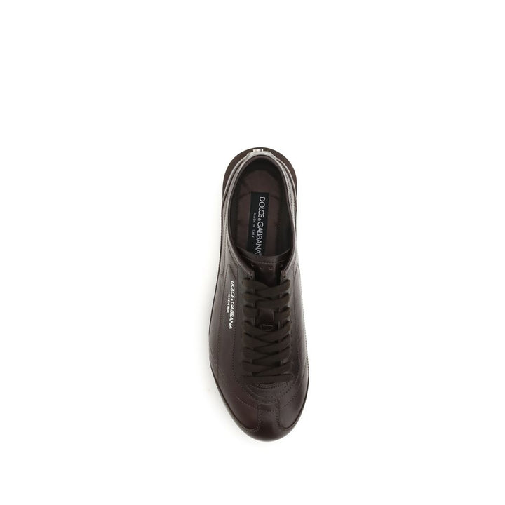 Dolce &amp; Gabbana Brown Calf Leather Bos Taurus Low Top Sneakers