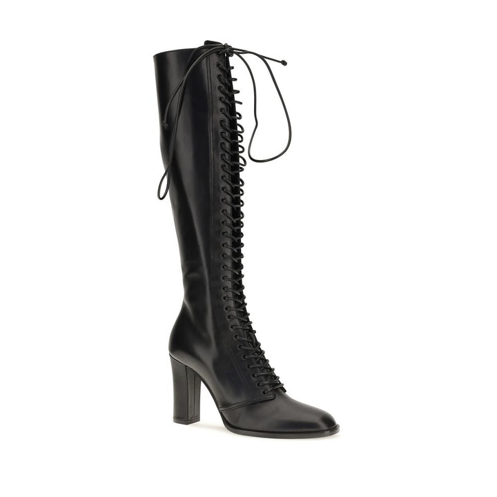 Dolce &amp; Gabbana Black Calf Leather Bos Taurus Lace-Up Boots
