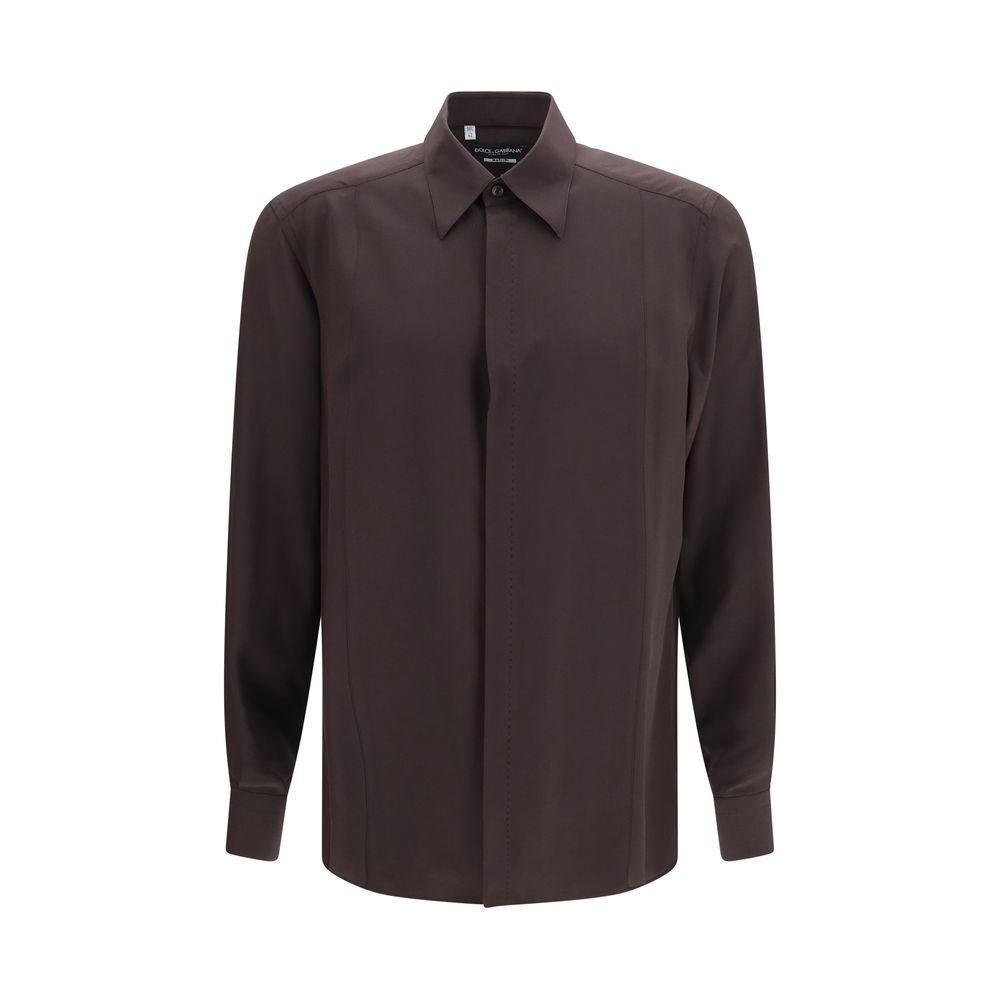 Dolce &amp; Gabbana Brown Silk Shirt