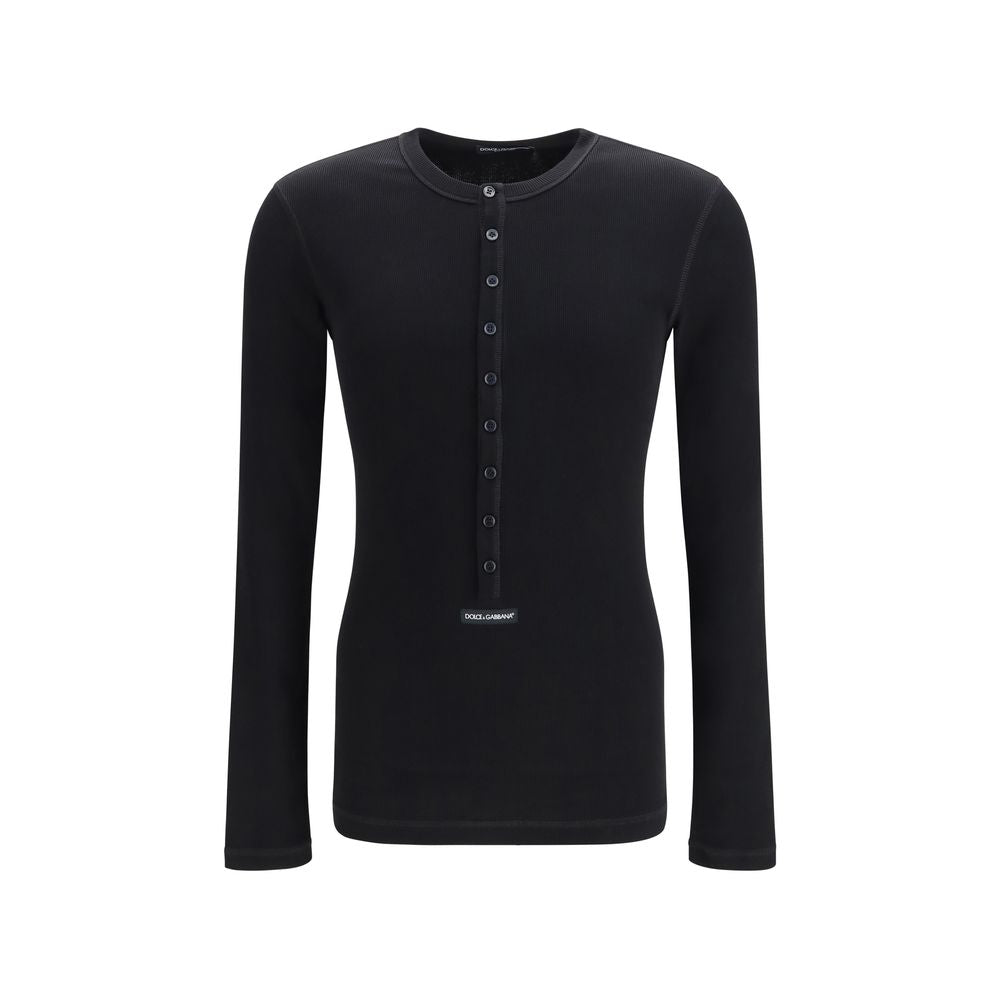 Dolce &amp; Gabbana Black Cotton Long Sleeve T-Shirt