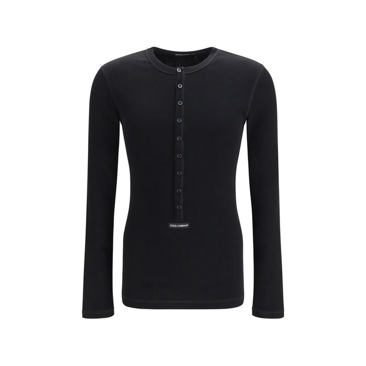 Dolce &amp; Gabbana Black Cotton Long Sleeve T-Shirt