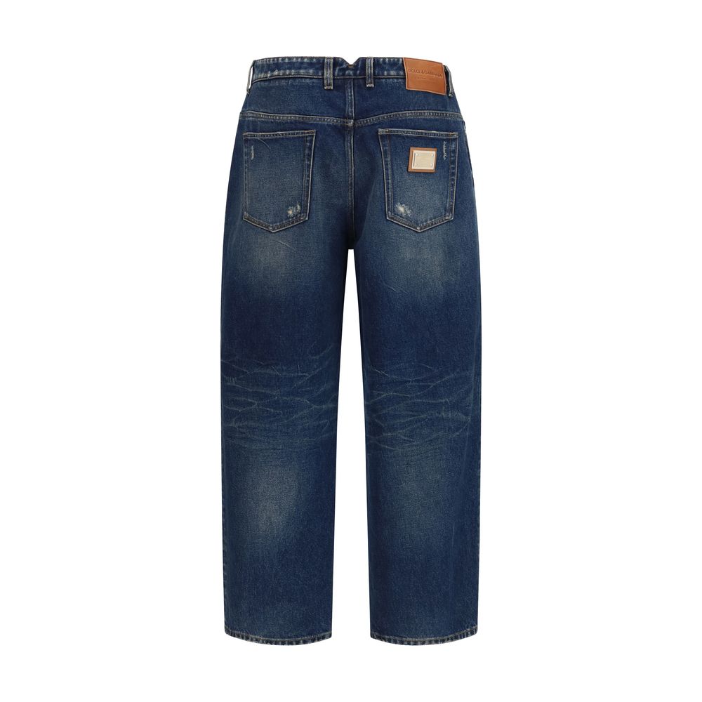 Dolce &amp; Gabbana Blue Cotton Relaxed Fit Jeans