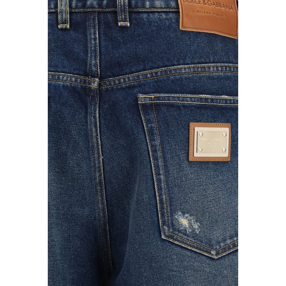 Dolce &amp; Gabbana Blue Cotton Relaxed Fit Jeans