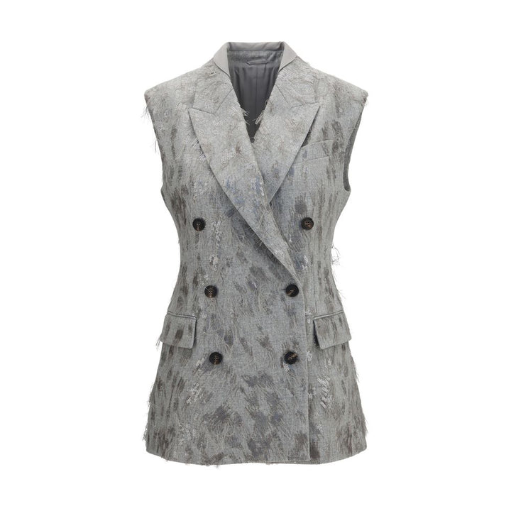 Brunello Cucinelli Gray Wool Oves Aries Sleeveless Jacket