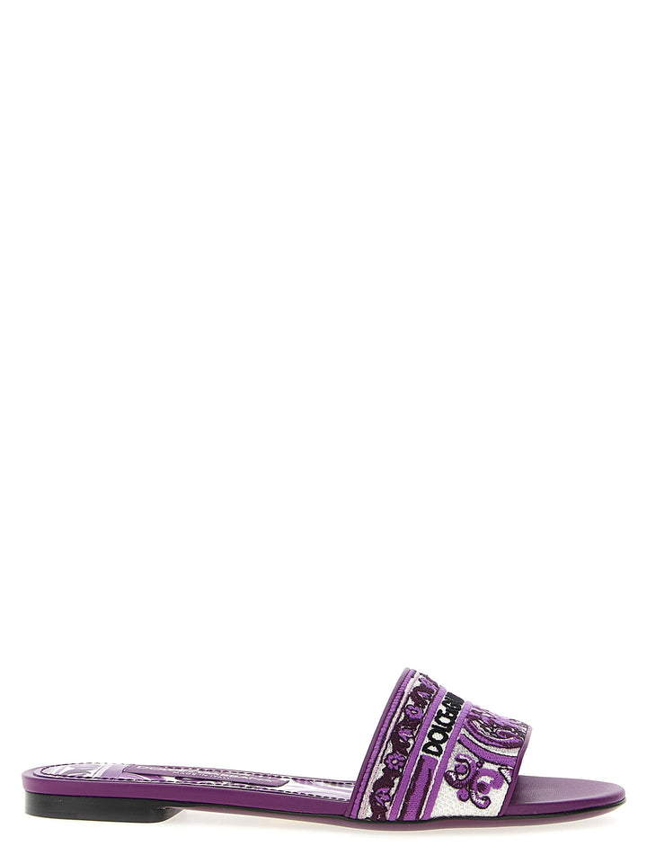 Dolce &amp; Gabbana Purple Cotton Slides