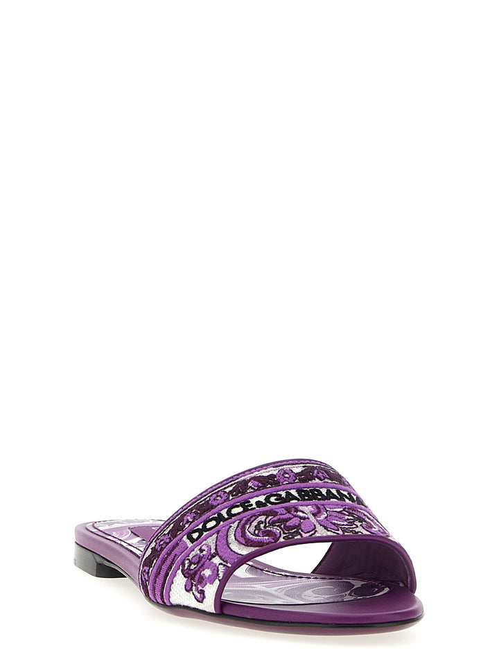Dolce &amp; Gabbana Purple Cotton Slides