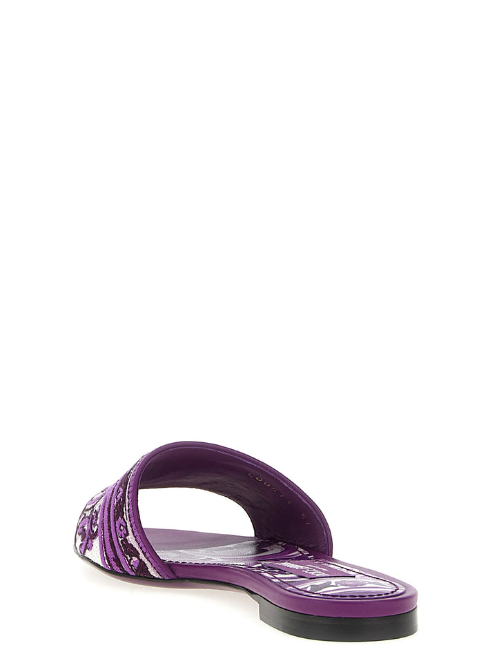 Dolce &amp; Gabbana Purple Cotton Slides