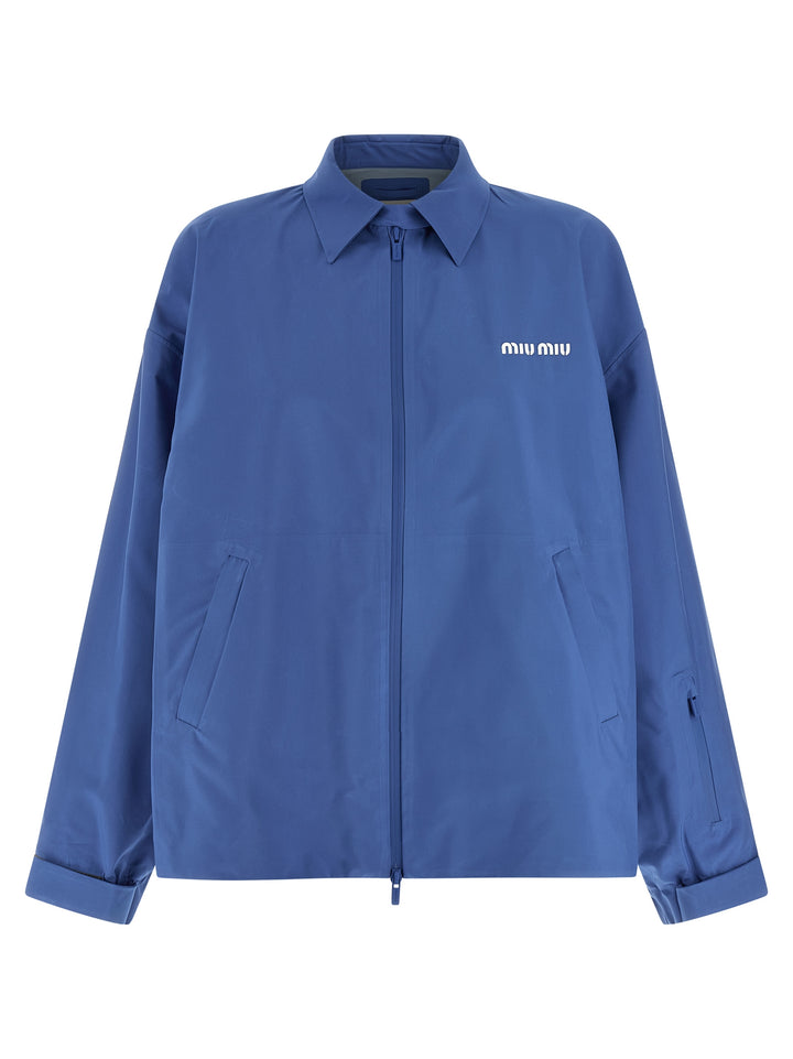 Miu Miu Blue Recycled Polyester Shell Jacket