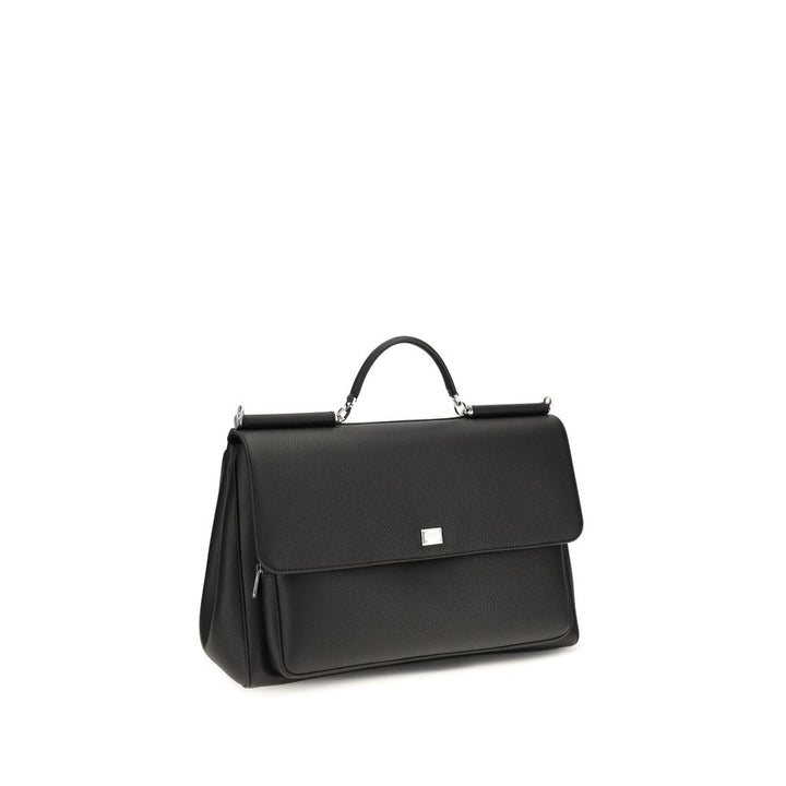 Dolce &amp; Gabbana Black Calf Leather Bos Taurus Handbag