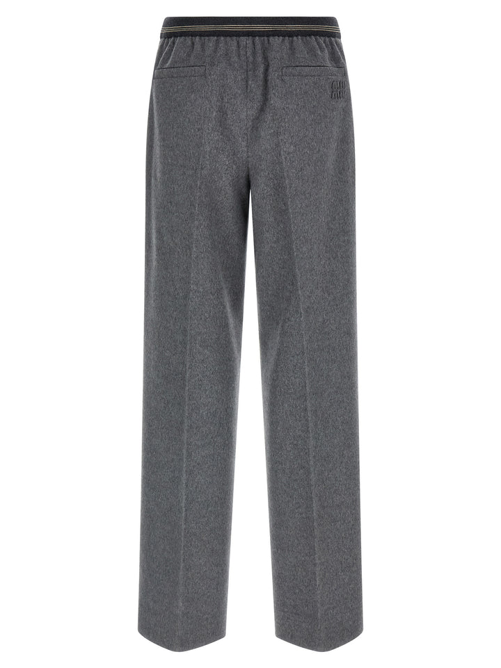 Miu Miu Gray Virgin Wool Casual Pants