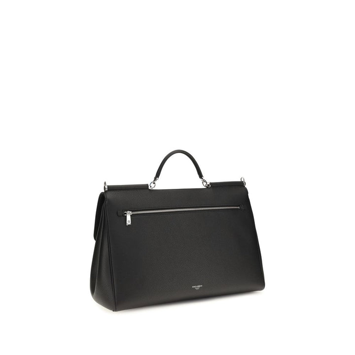 Dolce &amp; Gabbana Black Calf Leather Bos Taurus Handbag
