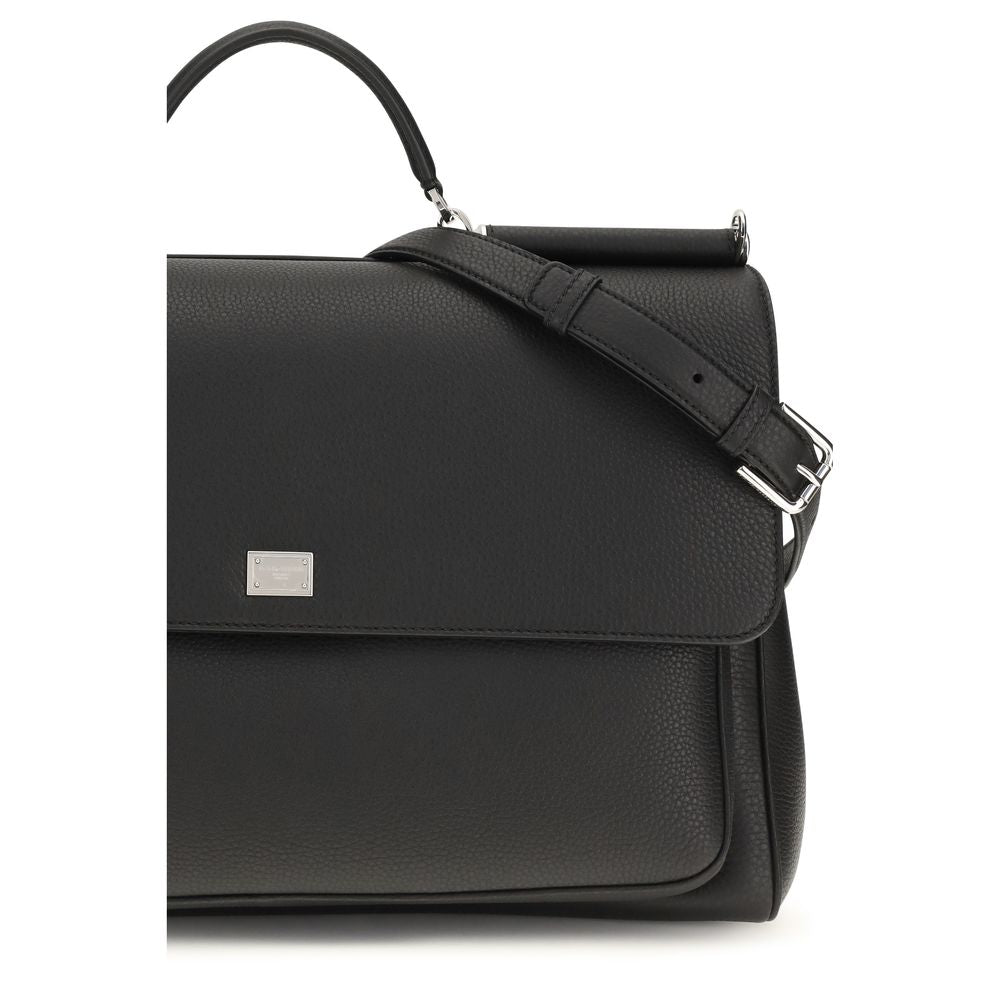 Dolce &amp; Gabbana Black Calf Leather Bos Taurus Handbag