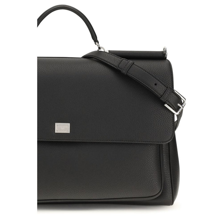 Dolce &amp; Gabbana Black Calf Leather Bos Taurus Handbag