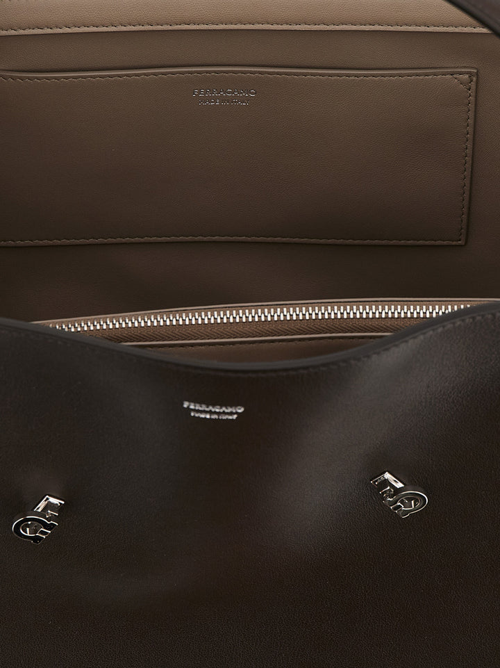 Ferragamo Brown Calfskin Shoulder Bag