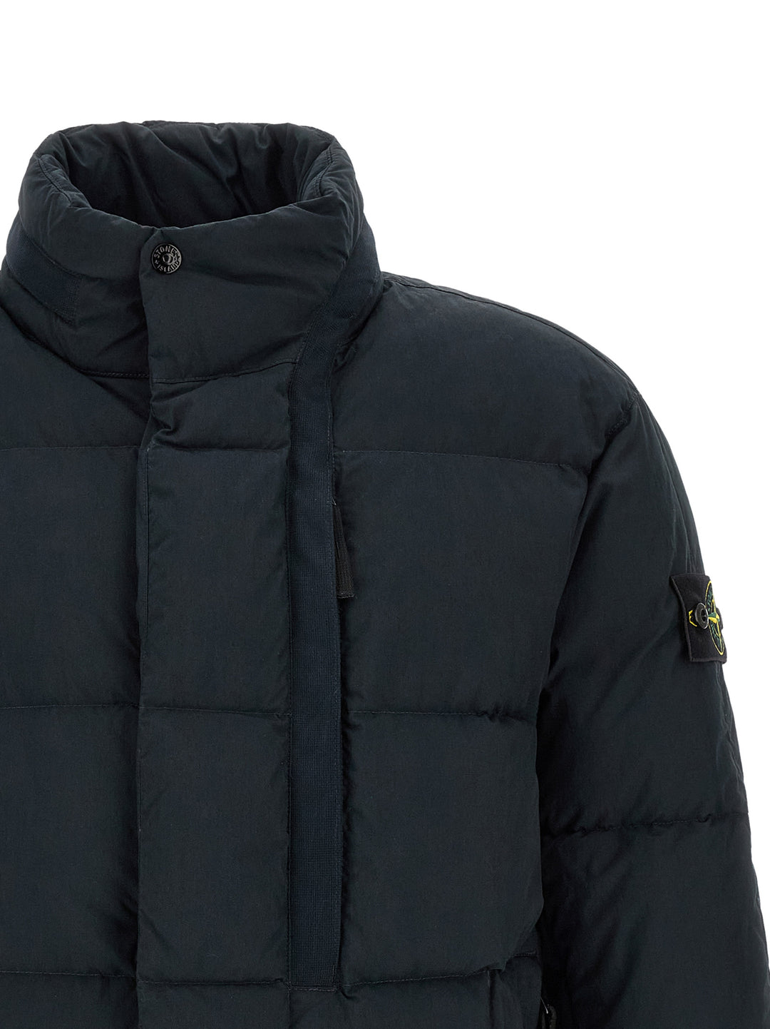 Stone Island Blue Cotton Full-Length Jacket