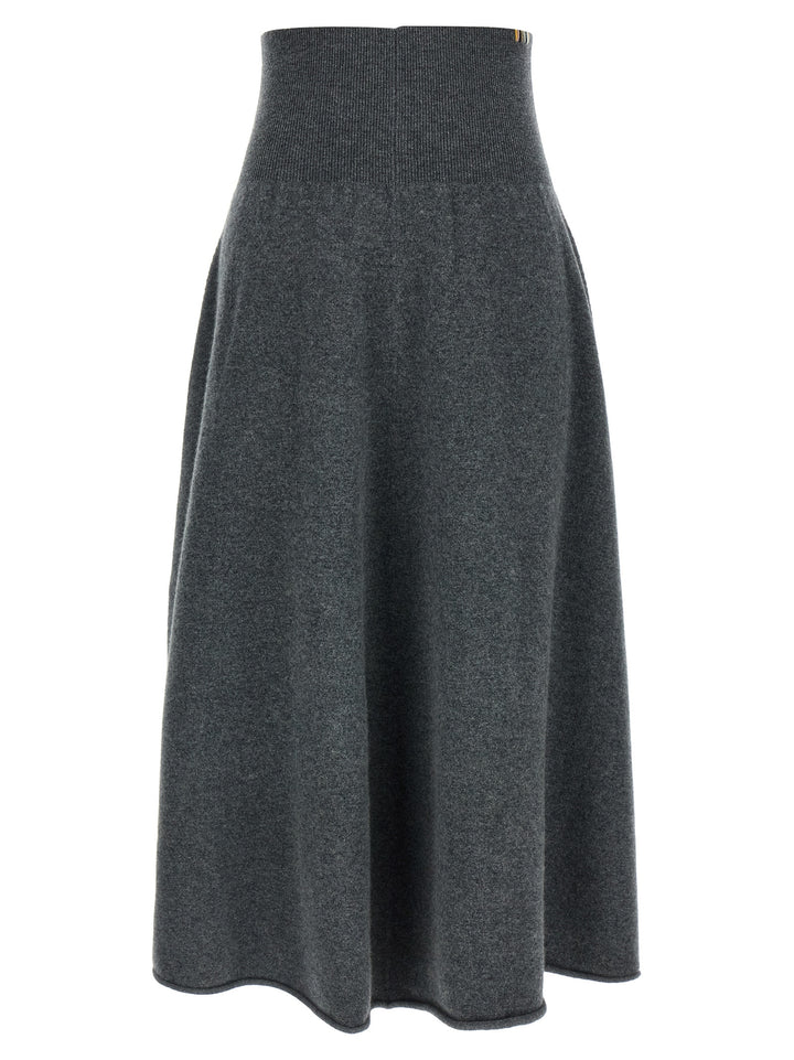 Extreme Cashmere Gray Cashmere Midi Skirt