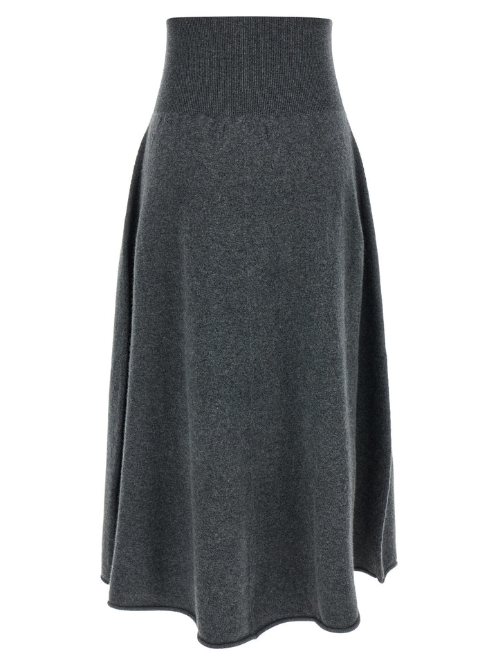 Extreme Cashmere Gray Cashmere Midi Skirt