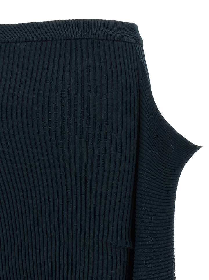 Issey Miyake Blue Polyester Midi Skirt