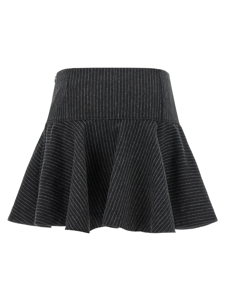 Ganni Gray Polyester Long Skirt