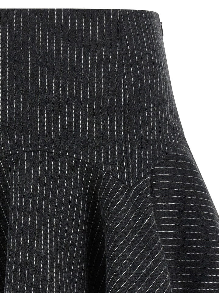 Ganni Gray Polyester Long Skirt