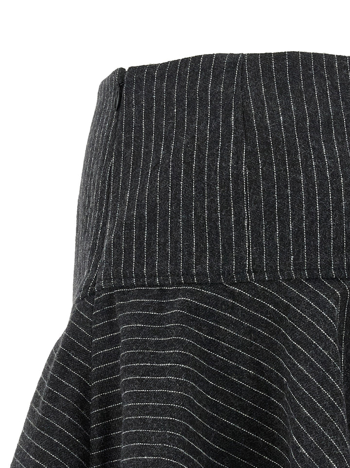 Ganni Gray Polyester Long Skirt