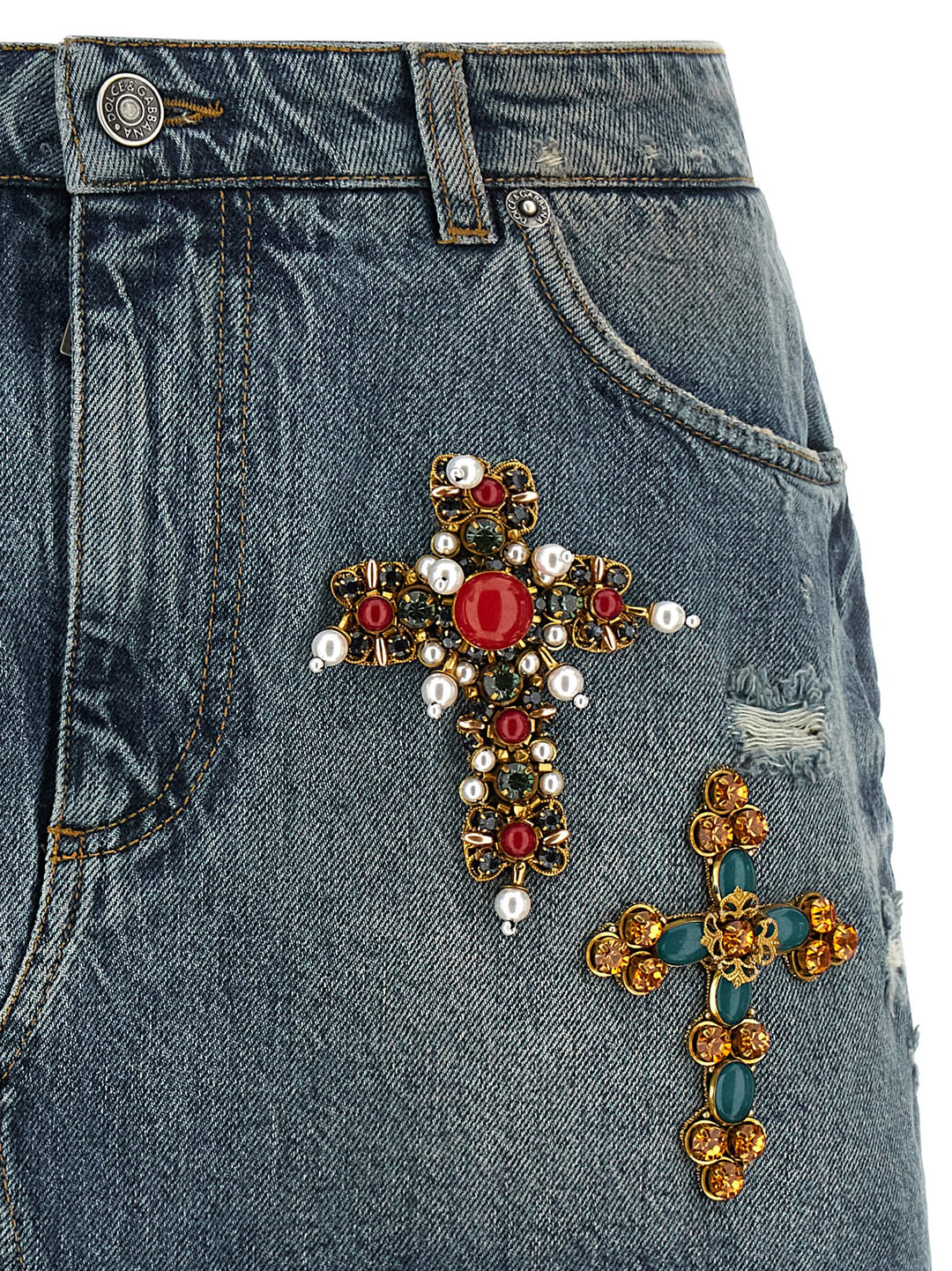 Dolce &amp; Gabbana Blue Cotton Long Skirt
