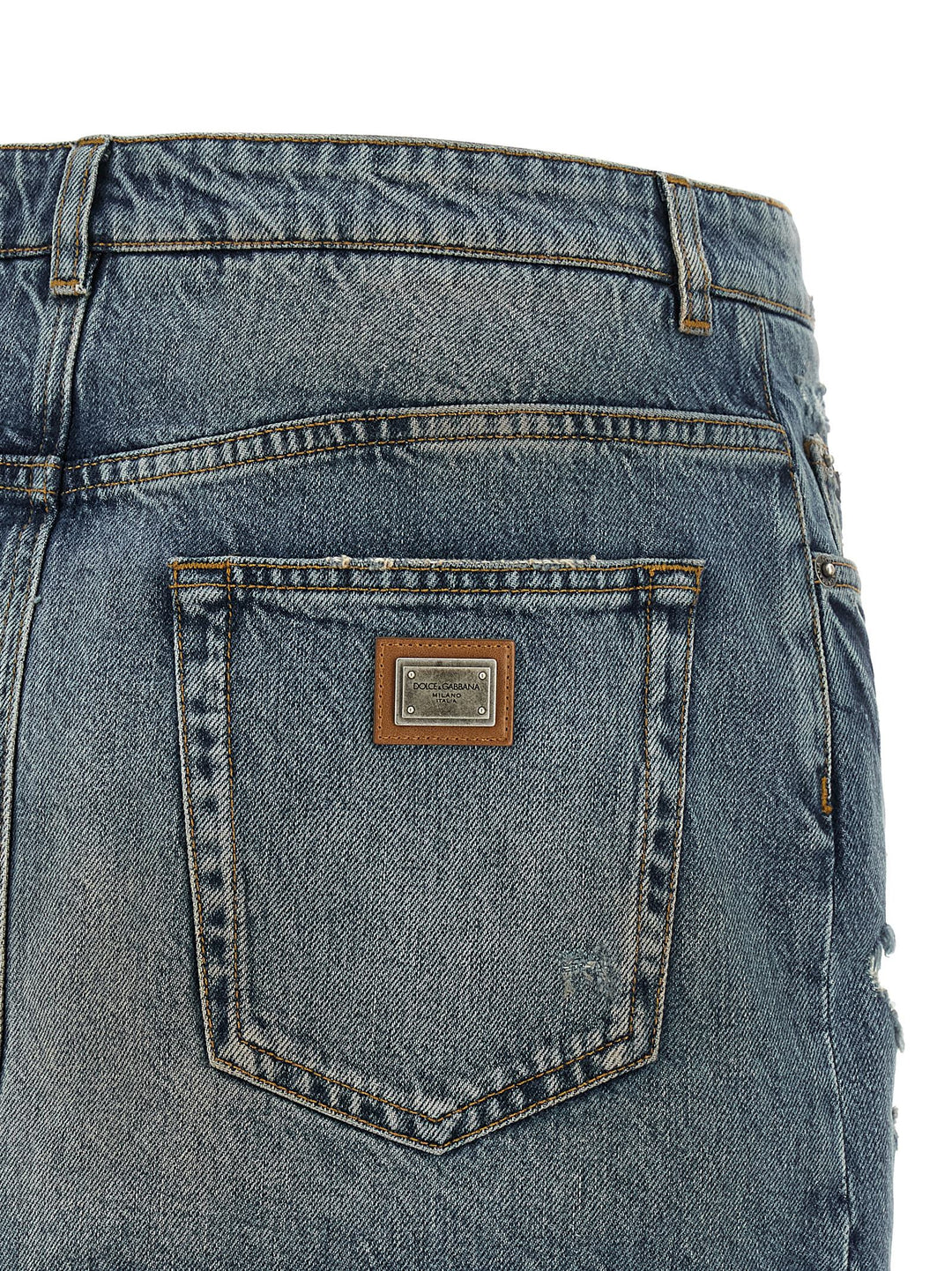 Dolce &amp; Gabbana Blue Cotton Long Skirt