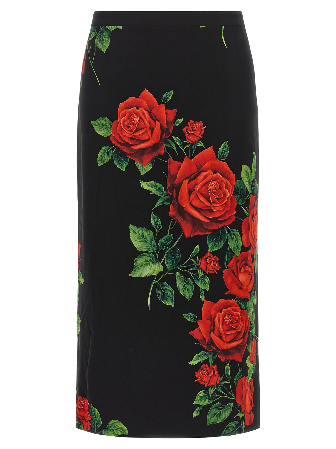 Dolce &amp; Gabbana Black Silk Midi Skirt