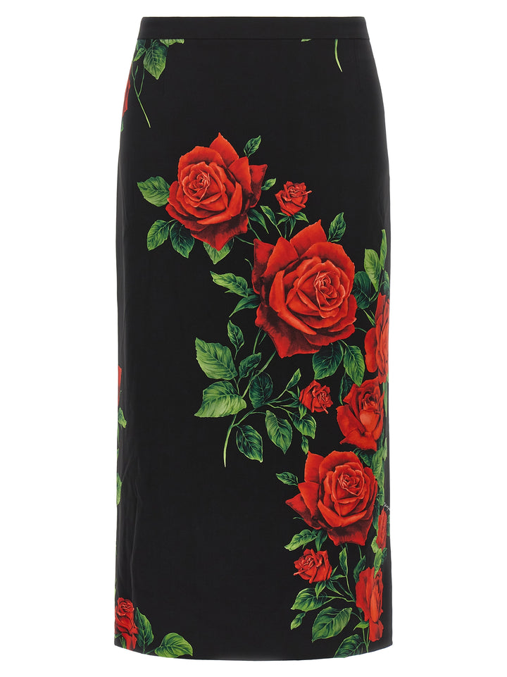 Dolce &amp; Gabbana Black Silk Midi Skirt