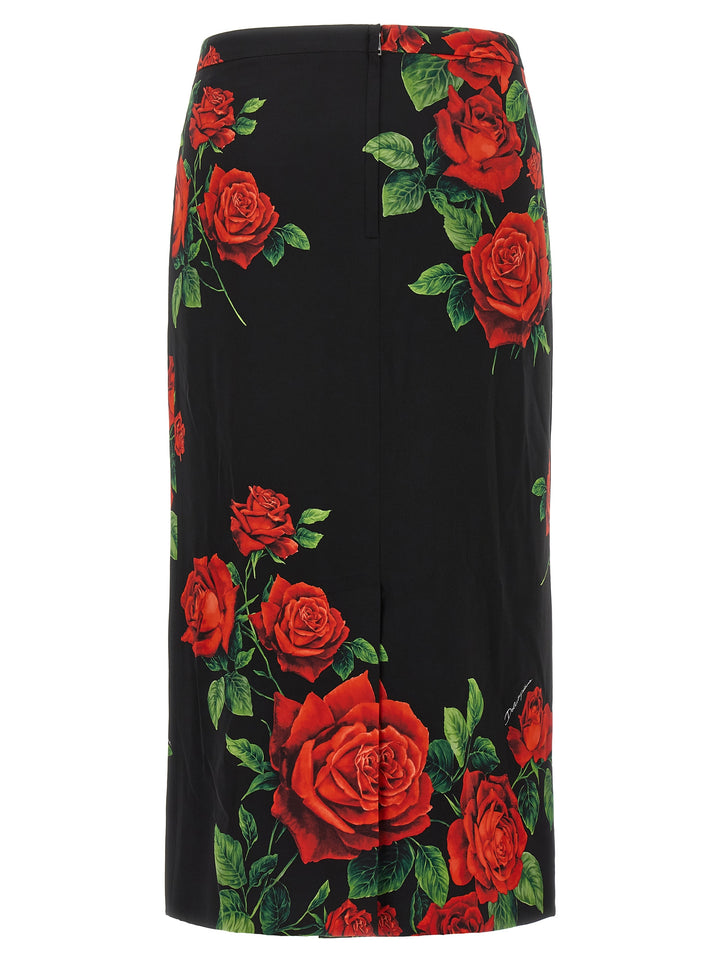 Dolce &amp; Gabbana Black Silk Midi Skirt