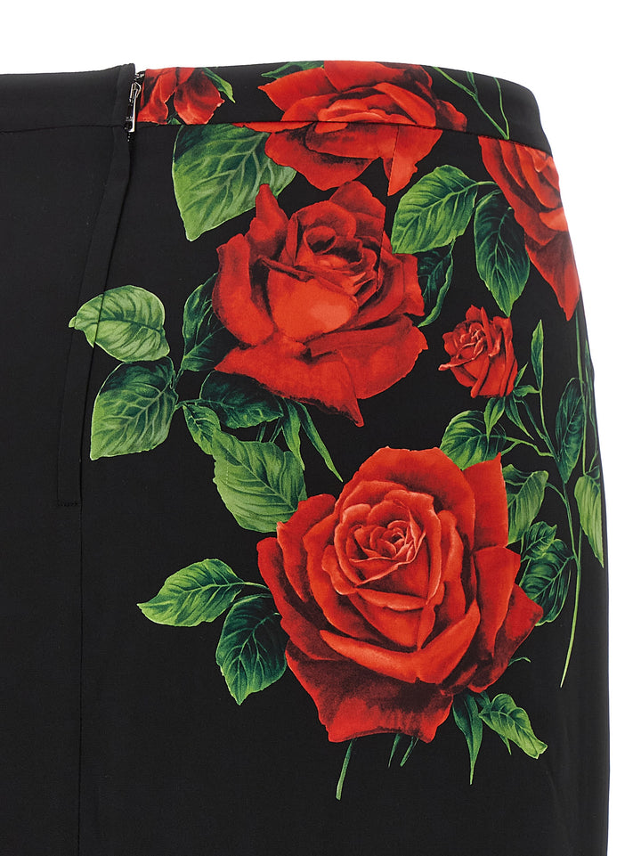 Dolce &amp; Gabbana Black Silk Midi Skirt
