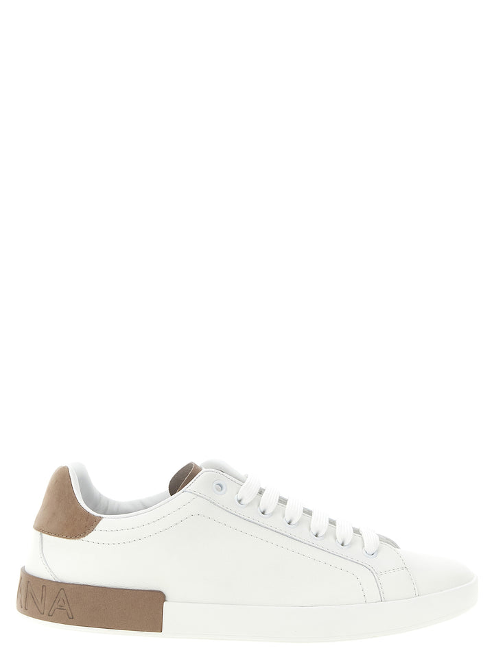 Dolce &amp; Gabbana Beige Calfskin Low Top Sneakers