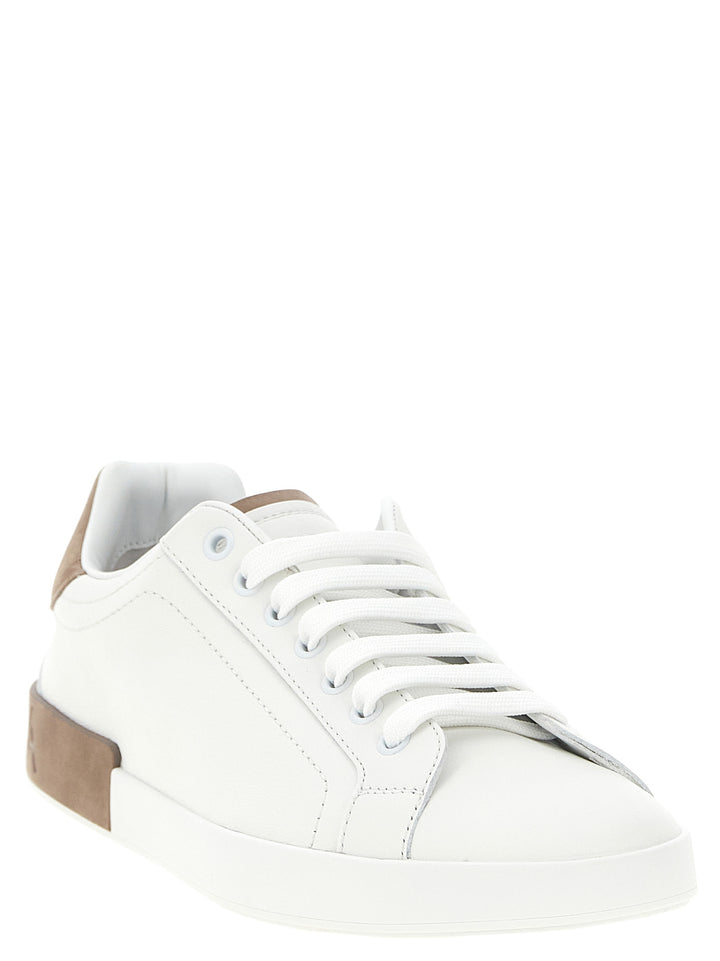 Dolce &amp; Gabbana Beige Calfskin Low Top Sneakers