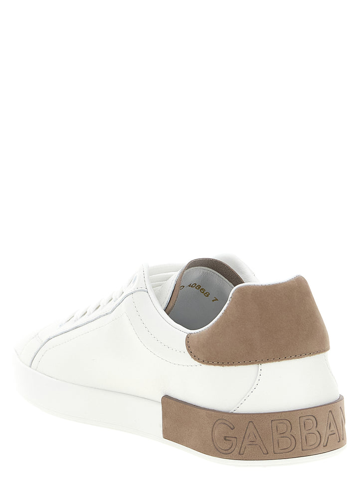 Dolce &amp; Gabbana Beige Calfskin Low Top Sneakers