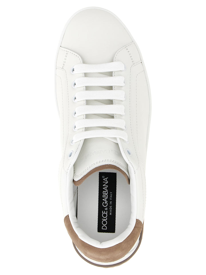 Dolce &amp; Gabbana Beige Calfskin Low Top Sneakers