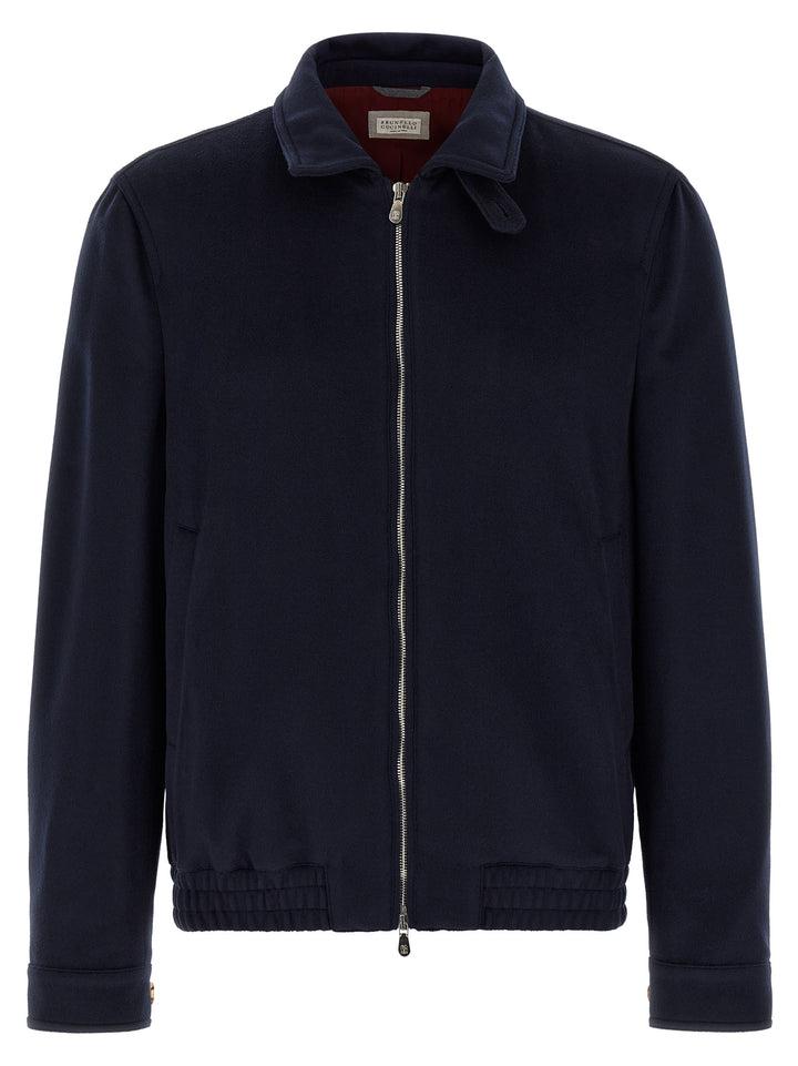 Brunello Cucinelli Blue Virgin Wool Bomber