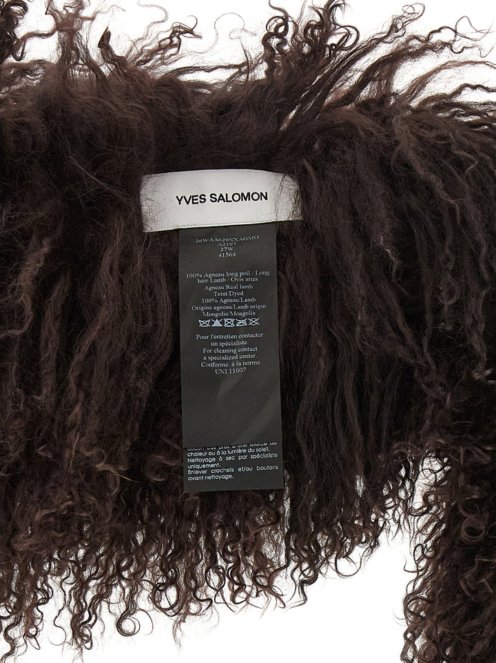 Yves Salomon Brown Lamb Fur Scarf
