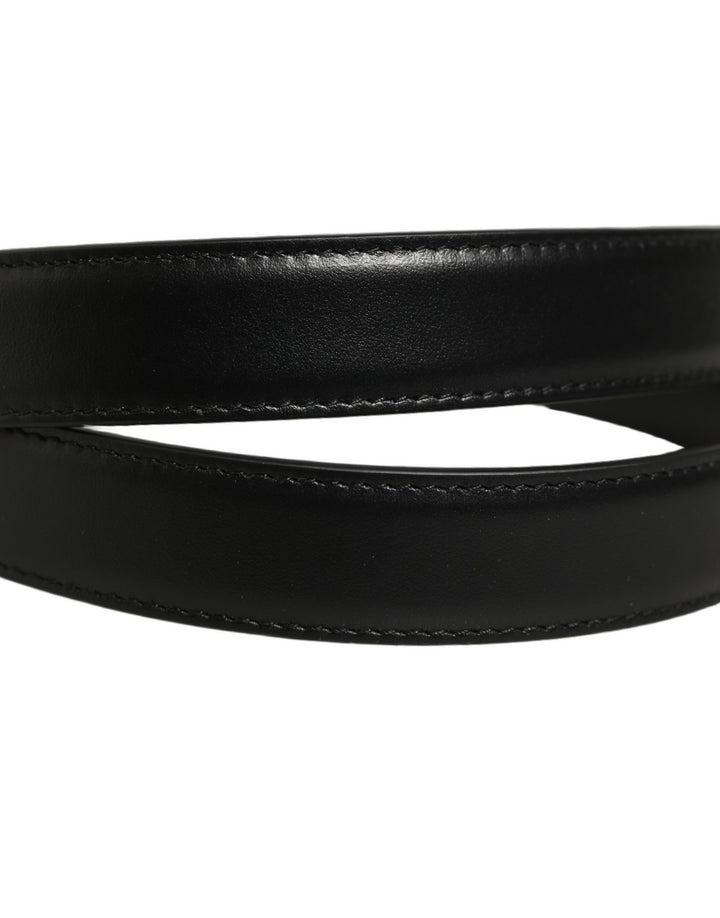 Dolce &amp; Gabbana Black Classic Leather Gold Tone Buckle Belt