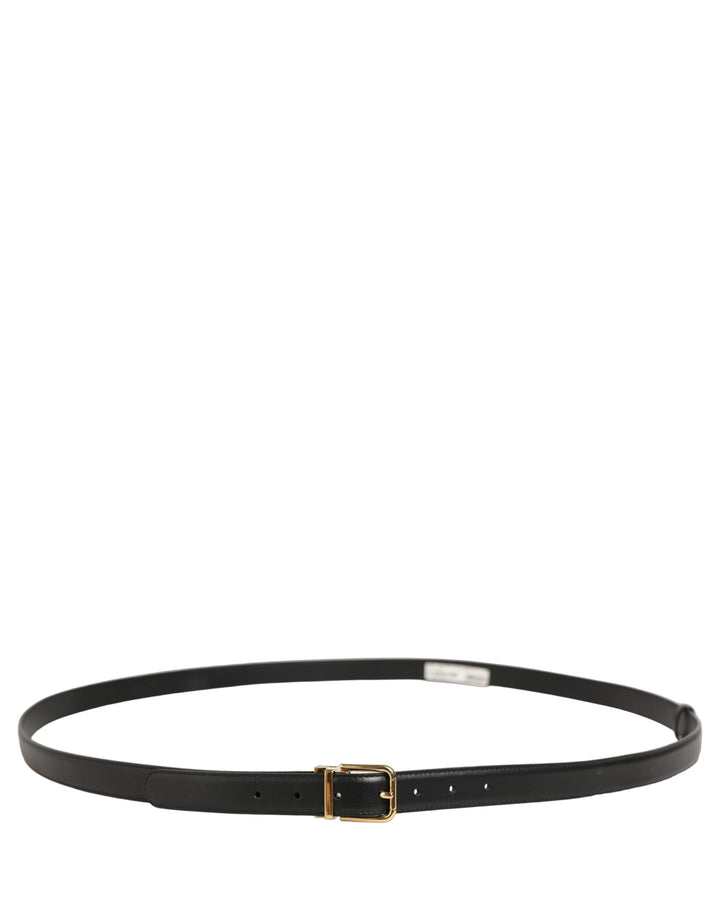 Dolce &amp; Gabbana Black Leather Double Wrap Metal Buckle Belt